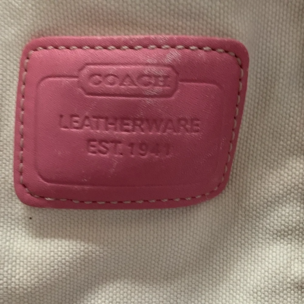 Vtg Coach Canvas cream with pink leather
